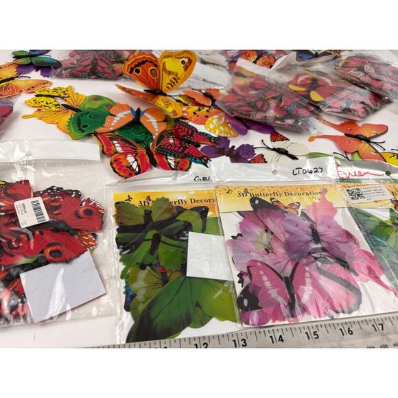 17 Pack NEW 3D Butterflies Wall Stickers Lot Bulk Various Colors Bright - Picture 8 of 16
